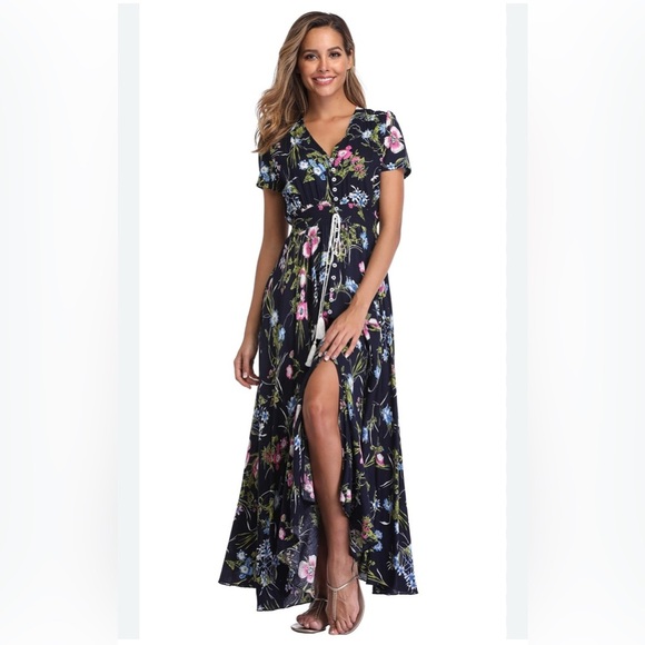 ✨3/$20 Amazon floral maxi button front dress - Picture 1 of 8
